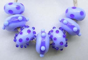 Festive 7 beads in periwinkle and transparent cobalt5x11 mm Glossy,Matte