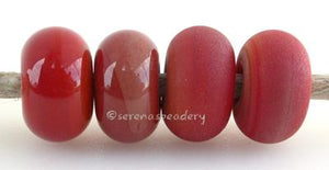 Strawberry Sweet Color Notes: an oddlot color that is no longer in production - once its gone, there will be no more 5x10 mm Available shapes and sizes:Round Bead Shapes: Available to order 8 to 15 mm with hole sizes ranging from 1.5 to 5 mm. See drop down menu for the exact options. Shown here in 8, 9 and 10 mm with both a 2.5 mm and 1.5 mm hole. 4 and 5 mm holes will fit European Charm style jewelry.Also available in a wavy disk or bead cap:. Pressed bead shapes:Lentil - 12x13 mm in size with a 1.5mm hole