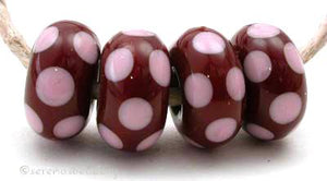 Brown and Pink Dice Dots light brown and streaky pink mini dice dots 5x11 mm price is per bead Glossy,Matte