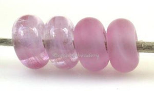 Ruby Mist Color Notes: an oddlot color that is no longer in production - once its gone, there will be no more 5x10 mm Available shapes and sizes:Round Bead Shapes: Available to order 8 to 15 mm with hole sizes ranging from 1.5 to 5 mm. See drop down menu for the exact options. Shown here in 8, 9 and 10 mm with both a 2.5 mm and 1.5 mm hole. 4 and 5 mm holes will fit European Charm style jewelry.Also available in a wavy disk or bead cap:. Pressed bead shapes:Lentil - 12x13 mm in size with a 1.5mm hole.: Pill