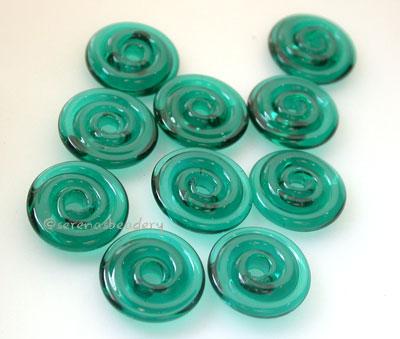 Dark Teal Wavy Disk Spacer  10 wavy disks in dark teal2 sizes available: 11-12 mm with 1.5 mm hole or 13-14 mm with 2.5 mm holeprice is per 10 disks 11-12 mm 1.5 mm hole,12-13 mm 2.5 mm hole