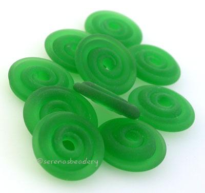 Dark Emerald Green Wavy Disk Spacer  10 wavy disks in dark emerald green2 sizes available: 11-12 mm with 1.5 mm hole or 13-14 mm with 2.5 mm holeprice is per 10 disks 11-12 mm 1.5 mm hole,12-13 mm 2.5 mm hole