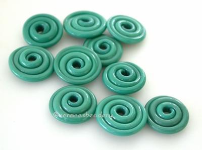 Petroleum Green Wavy Disk Spacer 10 wavy disks in petroleum green2 sizes available: 11-12 mm with 1.5 mm hole or 13-14 mm with 2.5 mm holeprice is per 10 disks 11-12 mm 1.5 mm hole,12-13 mm 2.5 mm hole