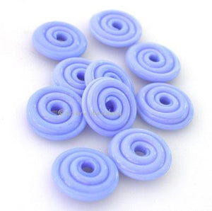 Periwinkle Wavy Disk Spacer 10 wavy disks in periwinkle blue2 sizes available: 11-12 mm with 1.5 mm hole or 13-14 mm with 2.5 mm holeprice is per 10 disks 11-12 mm 1.5 mm hole,12-13 mm 2.5 mm hole