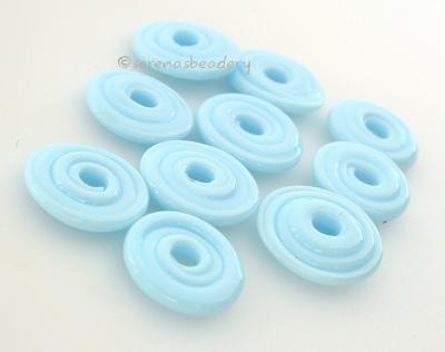 Light Sky Blue Wavy Disk Spacer 10 wavy disks in light sky blue2 sizes available: 11-12 mm with 1.5 mm hole or 13-14 mm with 2.5 mm holeprice is per 10 disks 11-12 mm 1.5 mm hole,12-13 mm 2.5 mm hole