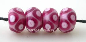 Triple Pink Minis bubble gum, rubino, and streaky pink triangle dot beads in a super mini size 4x9 mm price is per bead Glossy,Matte