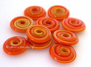 Candy Corn Wavy Disk Spacer 10 wavy disks in candy corn2 sizes available: 11-12 mm with 1.5 mm hole or 13-14 mm with 2.5 mm holeprice is per 10 disks 11-12 mm 1.5 mm hole,12-13 mm 2.5 mm hole