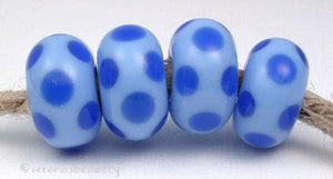Periwinkle Cobalt Dice Dots Periwinkle beads with cobalt dice dots 6x11 mm price is per bead Glossy,No,Glossy,Yes,Matte,No,Matte,Yes