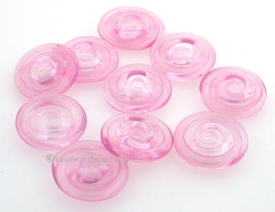 Clear and Pink Wavy Disk Spacer 10 wavy disks in clear and pink2 sizes available: 11-12 mm with 1.5 mm hole or 13-14 mm with 2.5 mm holeprice is per 10 disks 11-12 mm 1.5 mm hole,12-13 mm 2.5 mm hole