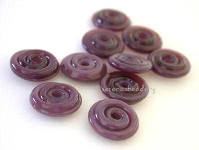 Eggplant Wavy Disk Spacer 10 wavy disks in eggplant2 sizes available: 11-12 mm with 1.5 mm hole or 13-14 mm with 2.5 mm holeprice is per 10 disks 11-12 mm 1.5 mm hole,12-13 mm 2.5 mm hole