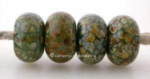 Commando Raku commando green covered in raku frit price is for one bead with a discount for 4 or more 6x11 with 2.5mm hole 11-12 mm,Glossy,13-14 mm,Glossy,11-12 mm,Matte,13-14 mm,Matte