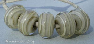 Sage and Ivory Spiral sage heart beads with an ivory ribbon spiral stripe6x12 mmprice is per bead Default Title