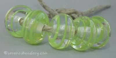 Pea Green Spiral Stripe a pea green ribbon spiral stripe with a clear heart6x12 mmprice is per bead Default Title