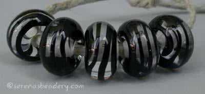 Black Spiral Stripe a black ribbon spiral stripe with a clear heart6x12 mmprice is per bead Default Title