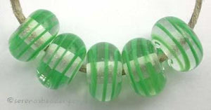 Grass Green Spiral Stripe a grass green ribbon spiral stripe with a clear heart6x12 mmprice is per bead Default Title