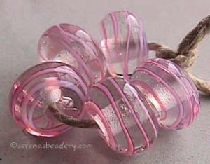 Pink Spiral Stripe a pink ribbon spiral stripe with a clear heart6x12 mmprice is per bead Default Title