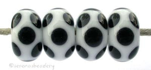 White Black Dice Dots A white base with black dice dots. 5x11 mm price is per bead Glossy,No,Glossy,Yes,Matte,No,Matte,Yes