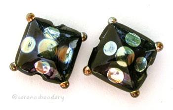 Black Gold a pair of black pillows with gold dots 13mm square price is per pair of beads Default Title