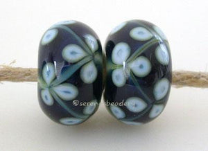 White and Deep Blue Flowers one pair of white and deep blue beads with white flowers 6x12 mm 2.5 mm hole Default Title