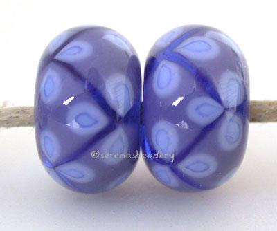 Blue, Lilac and Periwinkle Flowers one pair of transparent blue and lilac purple beads with periwinkle flowers 6x12 mm 2.5 mm hole Glossy,Matte