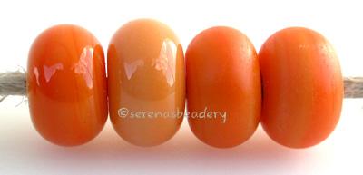 Orange Sherbet Color Notes: an oddlot color that is no longer in production - once its gone, there will be no more 5x10 mm Available shapes and sizes:Round Bead Shapes: Available to order 8 to 15 mm with hole sizes ranging from 1.5 to 5 mm. See drop down menu for the exact options. Shown here in 8, 9 and 10 mm with both a 2.5 mm and 1.5 mm hole. 4 and 5 mm holes will fit European Charm style jewelry.Also available in a wavy disk or bead cap:. Pressed bead shapes:Lentil - 12x13 mm in size with a 1.5mm hole.: