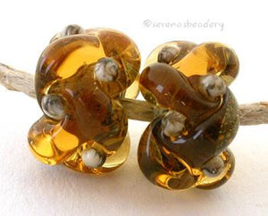 Amber Silvered Ivory Wovens a pair of wovens with silvered ivory as a base and matching dots - shown here in light amber7x13 mm Default Title